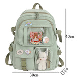 Cute Nylon School Backpack for Girls: Multi-Pocket Design, Ideal for Carrying Laptops and Books