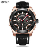 MEGIR Luxury Men's Sports Watch: Casual Chronograph with Leather Strap