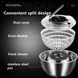 Stainless Steel Vegetable and Fruit Washer, Handheld Salad Spinner with Lid, Colander, and Dryer for Efficient Draining and Dehydrating