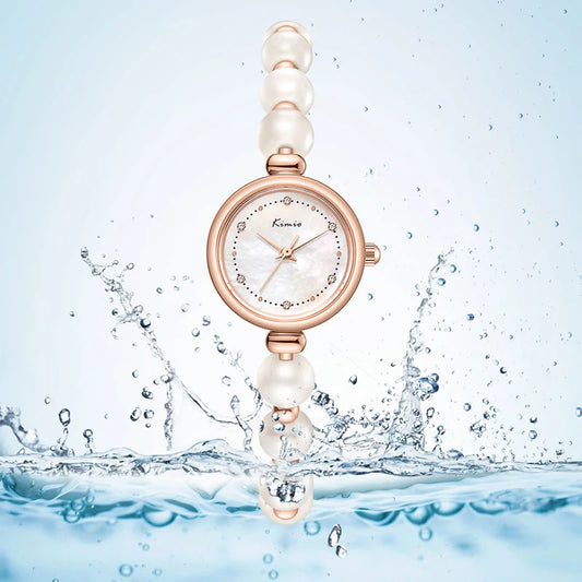 Stylish Women's Watch with Premium Natural Mother-of-Pearl Bracelet, Quartz Movement Wristwatch - Perfect Gift