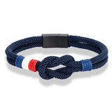 Men's France Flag Nautical Rope Bracelet – Handmade Knotted Design with Stainless Steel Magnetic Clasp | Stylish Jewelry Accessory