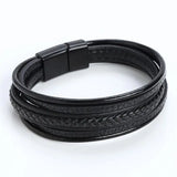 Men's Fashion Hand-Woven Multilayer Leather Bracelet – Stainless Steel Accessory | New Style Classic Gift