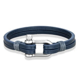 Men's Nautical Double-Strand Leather Bracelet – Stainless Steel U-Shape Buckle | Handmade Jewelry for Men