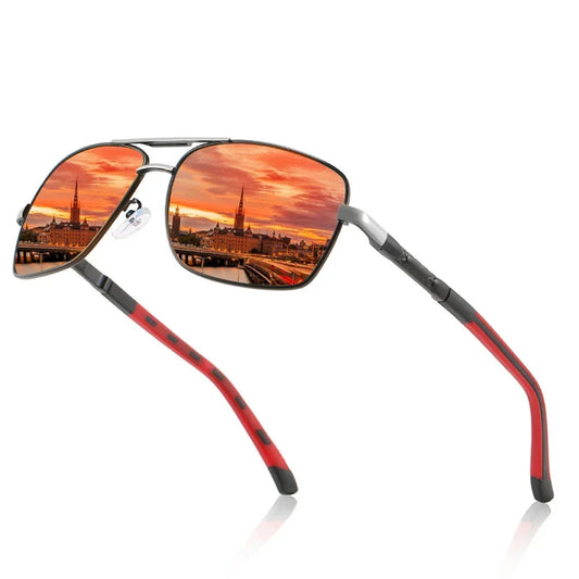 Vintage Polarized Sunglasses for Men - Aluminum Frame, Coated Lenses, Ideal for Driving and Outdoor Activities