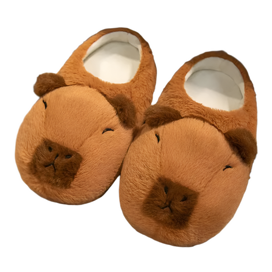 Cute Cartoon Capybara Cotton Slippers: Warm, Non-slip, Breathable, for Couples.