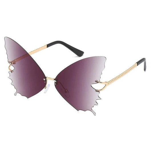 Luxury Oversize Butterfly Sunglasses for Women: Fashionable Frameless Design, Stylish Gradient Lenses for Driving, Rimless Shades