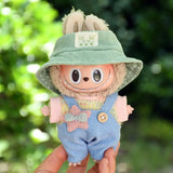 Labubu V1 Doll Clothing Replacement Set – 17cm Vinyl Pendant Outfit with Hat & Overalls for DIY Styling and Fashion Doll Accessories