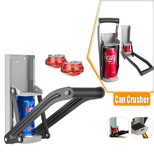 16oz Heavy-Duty Wall-Mounted Can Crusher, Aluminum Can Smasher with Built-In Bottle Opener