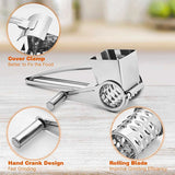 Handheld Stainless Steel Rotary Cheese Grater – Manual Shredder and Slicer with Drum Blades for Cheese and Chocolate