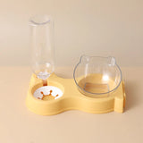 Spliceable Single-Head Cat Feeding Set: Double Bowl with Drinking Bottle, Non-Slip Tilt Rack, Essential Kitten Supplies