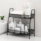 Double Layer Iron Storage Rack: Cosmetic Makeup Organizer, Kitchen Spice Basket, Metal Seasoning Holder, Bathroom Desktop Shelf