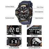 SMAEL Luxury Military Sport Watch for Men: Waterproof, Dual Display Digital Wristwatch with PU Strap