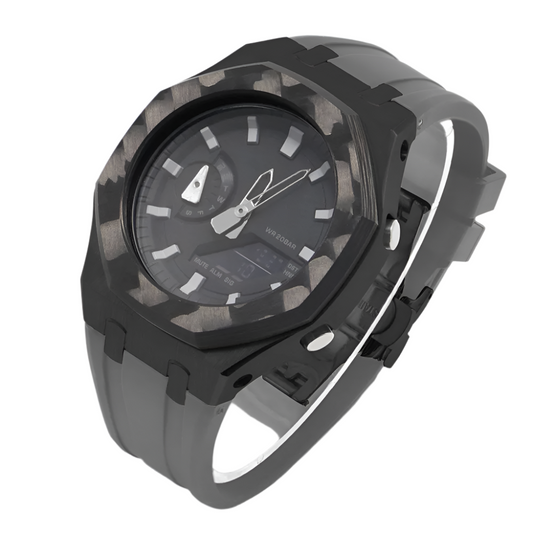 Luxury Carbon Fiber Casioak Mod: GA2100/2110 with Rubber Band & Butterfly Buckle