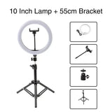 Dimmable LED Ring Lamp with Tripod - Perfect for Selfies, Vlogging, Makeup Tutorials, YouTube, TikTok, and includes a Bluetooth Remote