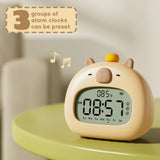 Cute LED Night Light & Alarm Clock - USB Rechargeable Timer, Desktop Decor, Perfect Children’s Gift