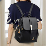 Luxury Leather Backpack for Women: Casual Black Vintage Daypack, Perfect for School and Everyday Use