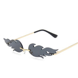 Elegant Fire Flame Sunglasses for Women: Rimless Wave Metal Shades with Mirrored Eyewear and UV400 Protection