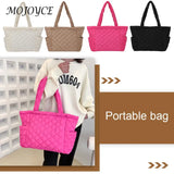 Rhombus Pattern Shoulder Handbag: Cotton-Padded Travel Purse for Women/Girls in Autumn/Winter