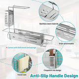 Adjustable Telescopic Stainless Steel Sink Caddy – Kitchen Organizer for Dish Sponge and Brush