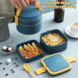 Dual-Layer Insulated Lunch Box with Spoon - Portable Thermal Food Container & Vacuum Soup Cup