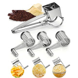 Handheld Stainless Steel Rotary Cheese Grater – Manual Shredder and Slicer with Drum Blades for Cheese and Chocolate