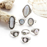 New Summer Retro Ring Set: 8 Pieces with European and American Style, Inspired by Australian Treasures