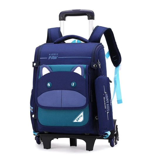 Children's Wheel Backpack for Elementary School Boys - Rolling Backpack that Climbs Stairs - Removable Trolley Schoolbag