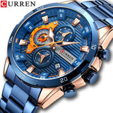 CURREN Men's Sport Watch: Luxury Quartz, Stainless Steel, Luminous Chronograph Wristwatch - Relogio Masculino