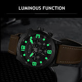 RUIMAS Men's Quartz Watch: Stylish Leather Military Sport Wristwatch with Auto Date and Waterproof Design