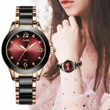 Luxury Ceramic Fashion Watch for Women: Ceramic Bracelet, Date Waterproof, Analog Lady Clock