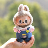 Labubu V1 Doll Clothing Replacement Set – 17cm Vinyl Pendant Outfit with Hat & Overalls for DIY Styling and Fashion Doll Accessories