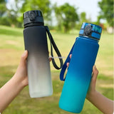 1 Liter Large Sports Water Bottle: Leak-Proof, Colorful Plastic, Ideal for Outdoor Travel and Gym Fitness