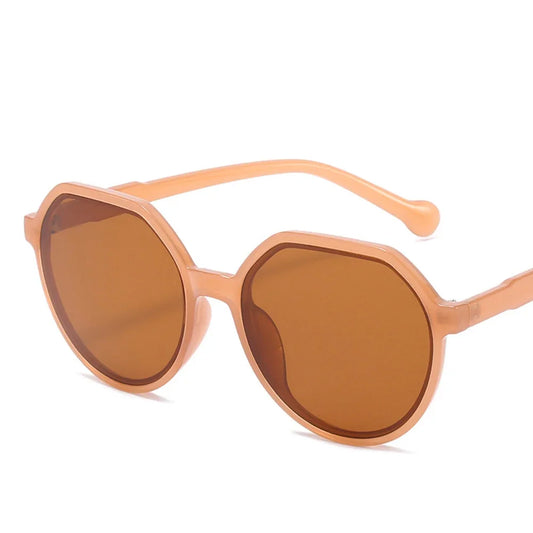 Trendy Round Frame Women's Sunglasses - Fashionable Candy-Colored Big Frame Sun Shades