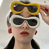 Women's Luxury Mask Sunglasses - Fashionable One-Piece Design, Trending Female Fashion Accessory