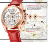 MEGIR Women's Luxury Watch: Elegant Leather Wristwatch, Waterproof Quartz,