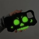 3D Anime Skull with Glowing Teeth Silicone Case for iPhone 11 -15 Pro Max, Cartoon-Style Protective Cover