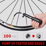 Aluminum Alloy Mini Bike Pump: Hand Air Pump for MTB and Road Cycling, Compatible with Schrader and Presta Valves up to 100Psi