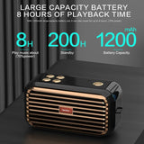 High-Quality Stereo Bluetooth Speaker, Enhanced Bass and Treble, TWS Bluetooth 5.0, Supports TF Card, USB, and AUX Audio Input