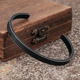 Men's Vintage Punk Oxidized Stainless Steel Bangle – High-Quality Black Cuff Jewelry | Perfect Male Gift