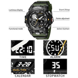 SMAEL Men's Military Sport Watch: Dual Display, Waterproof, Quartz Digital Wristwatch with PU Band for Outdoor Activities