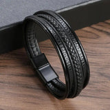 Men's Fashion Hand-Woven Multilayer Leather Bracelet – Stainless Steel Accessory | New Style Classic Gift