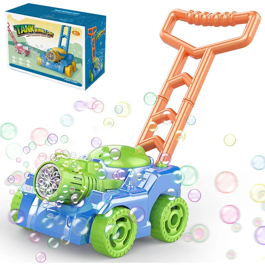 Kids' Bubble Lawn Mower: Cute Tank-Style Bubble Machine with 7000+ Rainbow Bubbles and LED Design, Perfect for Outdoor Fun