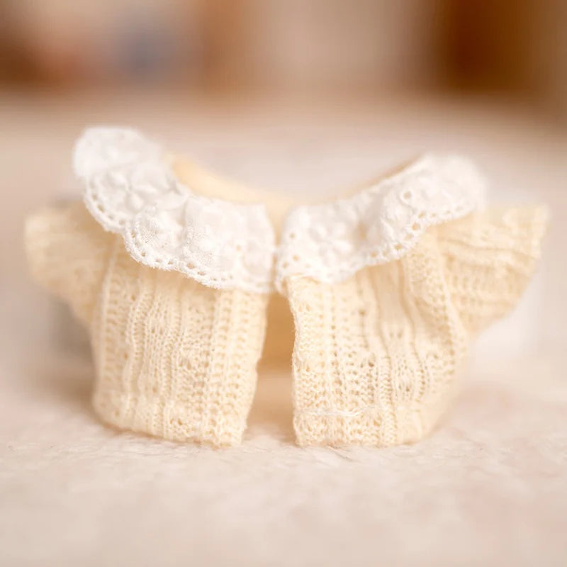 Mini Plush Doll's Clothes Outfit Accessories For Labubu V1 V2 Idol Dolls Berry Pattern Dress Knitted Cardigan Clothing Gift