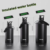 1.8/3.6L Stainless Steel Insulated Water Bottle with Straw and Handle, Outdoor Portable Leak-proof Thermos Bottle for Gym Travel