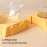 Spliceable Single-Head Cat Feeding Set: Double Bowl with Drinking Bottle, Non-Slip Tilt Rack, Essential Kitten Supplies