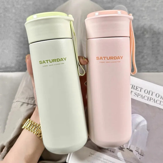 480ml Fashion Double-Walled Stainless Steel Vacuum Flask with Filter – High-Quality Portable Car Travel Thermal Bottle