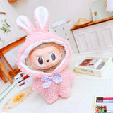 Hoodie Jumpsuit Sweater Outfit for 17cm Labubu Doll – Cute Plush Clothing Set for Fans & DIY Dress-Up Accessories