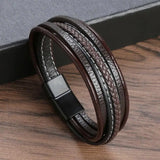 Men's Fashion Hand-Woven Multilayer Leather Bracelet – Stainless Steel Accessory | New Style Classic Gift