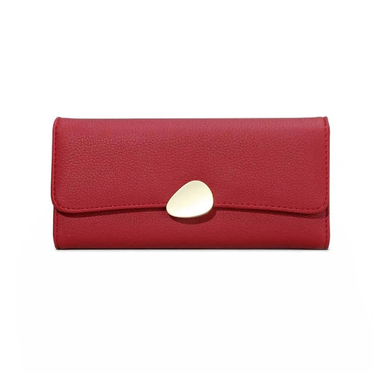 Stylish Leather Wallet for Women: Red, Long, and Ideal for Holding Credit Cards