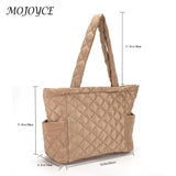 Rhombus Pattern Shoulder Handbag: Cotton-Padded Travel Purse for Women/Girls in Autumn/Winter